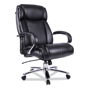 Alera Maxxis Series Big/Tall Bonded Leather Chair, Supports 500 lb, 21.42" to 25" Seat Height, Black Seat/Back, Chrome Base (ALEMS4419) View Product Image