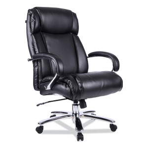 Alera Maxxis Series Big/Tall Bonded Leather Chair, Supports 500 lb, 19.7" to 25" Seat Height, Black Seat/Back, Chrome Base View Product Image