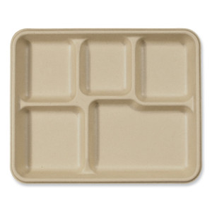 World Centric Fiber Trays, 5 Compartments, 8.5 x 10.24 x 1.01, Natural, Paper, 400/Carton View Product Image