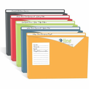 C-Line Letter File Jacket - 8 1/2" x 11" - 1" Expansion - Charcoal Gray, Lime Green, Raspberry Red, Steel Blue, Amber Orange - Archival-safe Product Image 