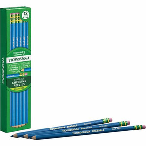 Ticonderoga Pre-Sharpened Erasable Checking Pencils - Blue Lead - HB Product Image 