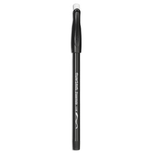 Paper Mate Eraser Mate Ballpoint Pen, Stick, Medium 1 mm, Black Ink, Black Barrel, Dozen (PAP3930158) View Product Image