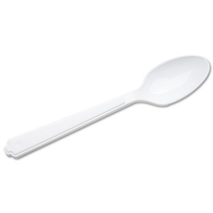 AbilityOne 7340000221317, SKILCRAFT, Plastic Flatware, Type III, Teaspoon, White, 100/Pack (NSN0221317) View Product Image