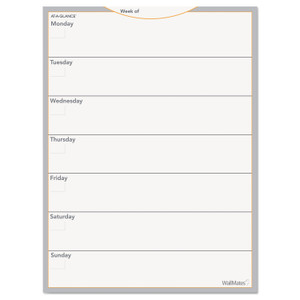 AT-A-GLANCE WallMates Self-Adhesive Dry Erase Weekly Planning Surfaces, 18 x 24, White/Gray/Orange Sheets, Undated (AAGAW503028) View Product Image