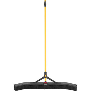 Rubbermaid Commercial Maximizer Push-To-Center 36" Broom - Polypropylene Bristle - 58.1" Overall Length - Steel Handle Product Image 