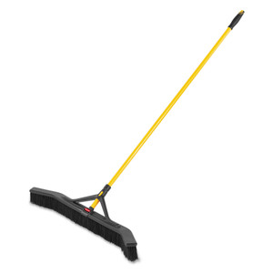 Rubbermaid Commercial Maximizer Push-to-Center Broom, Poly Bristles, 36 x 58.13, Steel Handle, Yellow/Black (RCP2018728) View Product Image