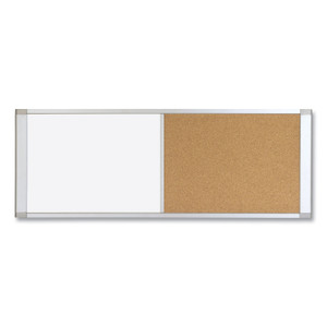 MasterVision Combo Cubicle Workstation Dry Erase/Cork Board, 36 x 18, Tan/White Surface, Aluminum Frame (BVCXA10003700) View Product Image