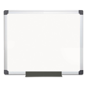 MasterVision Value Melamine Dry Erase Board, 24" x 36", White Surface, Satin Aluminum Frame View Product Image