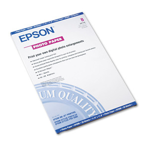 Epson Glossy Photo Paper, 9.4 mil, 11 x 17, Glossy White, 20/Pack (EPSS041156) View Product Image