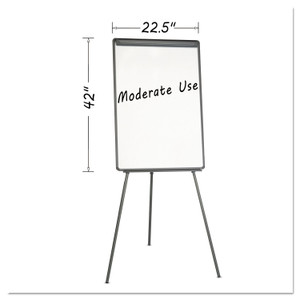 MasterVision Basic Tripod Melamine Presentation Easel, 22.5" x 42", White Surface, Black Plastic/Steel Frame View Product Image