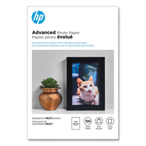 HP Advanced Photo Paper, 10.5 mil, 4 x 6, Glossy White, 100/Pack View Product Image