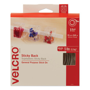 VELCRO Brand Sticky-Back Fasteners with Dispenser, Removable Adhesive, 0.75" x 15 ft, White (VEK90082) View Product Image