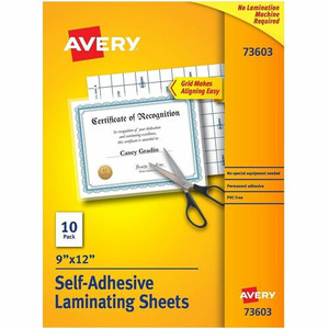 Avery Self-Adhesive Laminating Sheets - Laminating Pouch/Sheet Size: 9" Width x 12" Length - Glossy Product Image 
