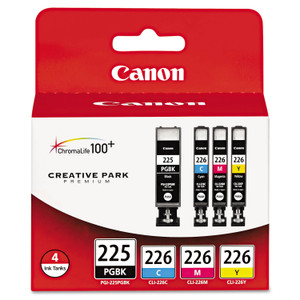 Canon 4530B008AA (PGI-225, CLI-226) Ink, Cyan/Magenta/Pigment Black/Yellow, 4/Pack View Product Image
