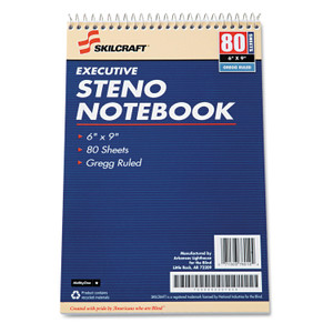 AbilityOne 7530002237939, SKILCRAFT Executive Steno Notepad, Gregg Rule, 80 White 6 x 9 Sheets, 12/Pack Product Image 