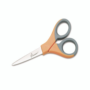 AbilityOne 5110012414375 SKILCRAFT Scissors, 6.5" Long, 3" Cut Length, Straight Orange/Gray Handle View Product Image
