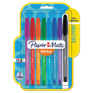 Paper Mate InkJoy 100 Ballpoint Pen, Stick, Medium 1 mm, Eight Assorted Ink and Barrel Colors, 8/Pack (PAP1945932) View Product Image