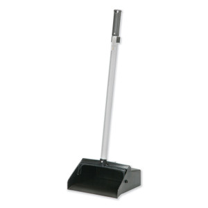AbilityOne 7290014606663, SKILCRAFT Lobby Dustpan, 12 x 11 Hopper, 32" Aluminum Handle, Black/Silver Product Image 