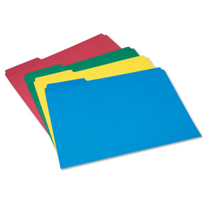 AbilityOne 7530014840006 SKILCRAFT Color File Folder Set, 1/3-Cut Tabs: Assorted, Letter Size, 0.75" Expansion, Assorted Colors, 24/Pack Product Image 
