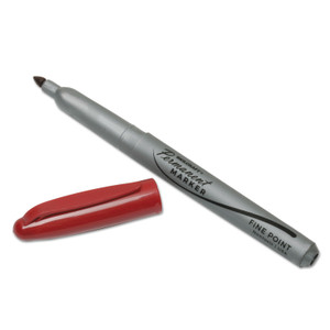 AbilityOne 7520015114324, SKILCRAFT Fine Point Permanent Marker, Fine Bullet Tip, Red, Dozen View Product Image