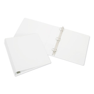 AbilityOne - Binder, Round Ring, Clear Overlay, Pockets, White, 1 1/2" Capacity, Letter Size - (7510-01-519-4381) (7510015194381) Product Image 
