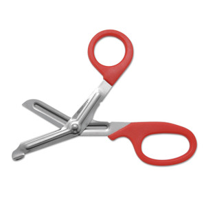 Westcott Stainless Steel Office Snips, 7" Long, 1.75" Cut Length, Red Offset Handle (ACM10098) View Product Image