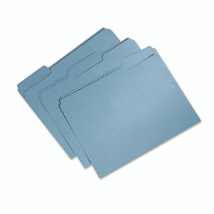 AbilityOne 7530015664131, SKILCRAFT Recycled File Folders, 1/3-Cut 1-Ply Tabs: Assorted, Letter Size, 0.75" Expansion, Blue, 100/Box Product Image 