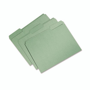 AbilityOne 7530015664132, SKILCRAFT Recycled File Folders, 1/3-Cut 1-Ply Tabs: Assorted, Letter, 0.75" Expansion, Bright Green, 100/Box Product Image 