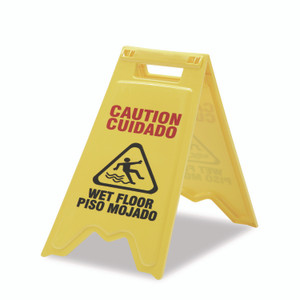 AbilityOne 9905015882362, SKILCRAFT Wet Floor Sign, English and Spanish, View Product Image