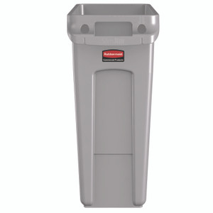 Rubbermaid Commercial Slim Jim Waste Container with Handles, 16 gal, Plastic, Light Gray View Product Image