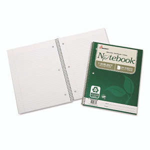 AbilityOne 7530016002025, SKILCRAFT Recycled Notebook, 1-Subject, Medium/College Rule, Green Cover, (100) 11 x 8.5 Sheets, 3/Pack Product Image 