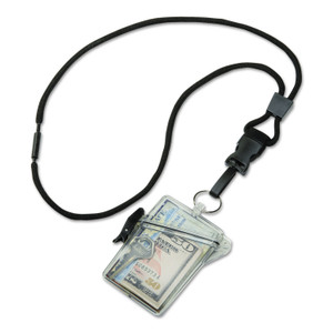 AbilityOne 8455016259782, SKILCRAFT Waterproof Multiple ID Holder with Lanyard, Clear, Dozen View Product Image