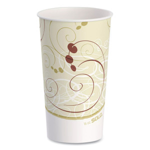 SOLO Double Sided Poly (DSP) Paper Cold Cups, 16 oz, Beige/White/Red, 50/Sleeve, 20 Sleeves/Carton View Product Image