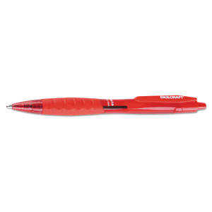 AbilityOne 7520016451149, SKILCRAFT VISTA Ballpoint Pen, Retractable, Bold 1.4 mm, Red Ink, Translucent Red Barrel, Dozen View Product Image