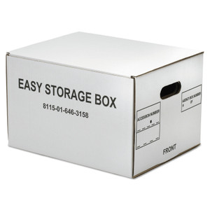 AbilityOne 8115016463158, SKILCRAFT Easy Storage Box, Letter/Legal Files, 14.75" x 12" x 9.5", White, 12/Bundle Product Image 