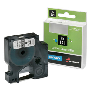 AbilityOne 7510016576747, SKILCRAFT Dymo Label Cassette, 0.5" x 23 ft, Black/Clear Product Image 