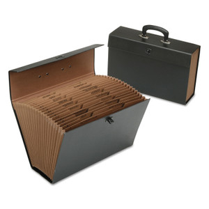 AbilityOne 7520016598744 SKILCRAFT Alpha/Subject 4.5" Expansion Storage File, 19 Section,Twist-Lock Closure,1/3-Cut Tab,Legal Size,Black Product Image 