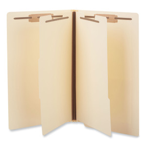 Universal Six-Section Manila End Tab Classification Folders, 2" Expansion, 2 Dividers, 6 Fasteners, Legal Size, Manila Exterior, 10/Box View Product Image