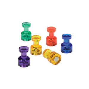 AbilityOne 7510016875678, SKILCRAFT Magnetic Pushpins, Assorted Colors, 0.38" dia x 0.5"h, 6/Pack View Product Image