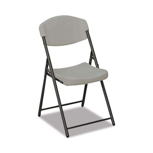 AbilityOne 7105016976031, SKILCRAFT Folding Chair, Supports Up to 350 lb, 17" Seat Height, Platinum Seat, Platinum Back, Black Base View Product Image