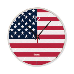 AbilityOne 6645016986559 SKILCRAFT American Flag Quartz Wall Clock, 12.75" Overall Diameter, White Case, 1 AA (sold separately) View Product Image