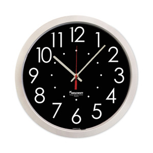 AbilityOne 6645016986560 SKILCRAFT High Contrast Quartz Wall Clock, 14.5" Overall Diameter, White Case, 1 AA (sold separately) Product Image 