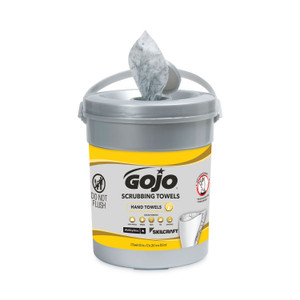 AbilityOne 7930016997556, SKILCRAFT GOJO Scrubbing Towels, 1-Ply, Fresh Citrus Scent, White, 72/Canister, 6 Canisters/CT Product Image 