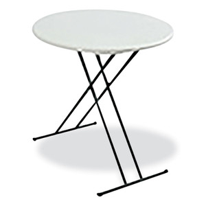 AbilityOne 7110017026955, SKILCRAFT Personal Adjustable Height Folding Table, 24" Diameter x 25h to 30h, Platinum Gray View Product Image