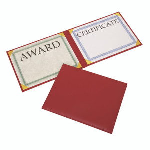 AbilityOne 7510017143327, SKILCRAFT Awards Certificate Padded Cover Binder, 11.62 x 9.12, Red/Gold Product Image 