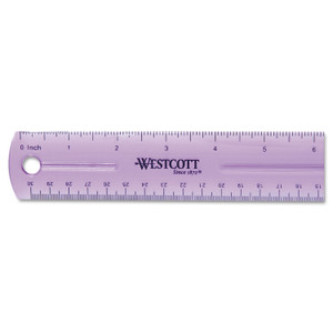 Westcott 12" Jewel Colored Ruler, Standard/Metric, Plastic (ACM12975) View Product Image