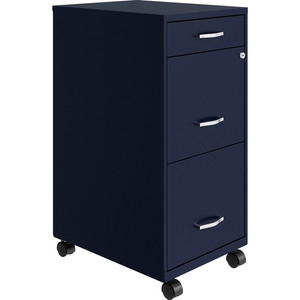 NuSparc Mobile File Cabinet - 14.2" Width x 18" Depth x 29.5" Height - 3 x Drawer(s) for File, Box - Letter - Mobility, Locking Drawer, Glide Suspension, 3/4 Drawer Extension, Cam Lock, Nonporous Surface - Blue Product Image 