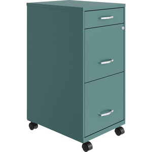 NuSparc Mobile File Cabinet - 14.2" Width x 18" Depth x 29.5" Height - 3 x Drawer(s) for File, Box - Letter - Mobility, Locking Drawer, Glide Suspension, 3/4 Drawer Extension, Cam Lock, Nonporous Surface - Teal Product Image 