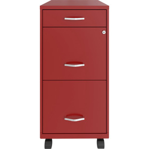 NuSparc Mobile File Cabinet - 14.2" Width x 18" Depth x 29.5" Height - 3 x Drawer(s) for File, Box - Letter - Mobility, Locking Drawer, Glide Suspension, 3/4 Drawer Extension, Cam Lock, Nonporous Surface - Red Product Image 