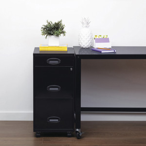 NuSparc File Cabinet - 14.2" Width x 18" Depth x 29.5" Height - 3 x Drawer(s) for Pencil, File - Letter - Vertical - Mobility, Glide Suspension, Drawer Extension, Anti-tip, Lockable, Wheels, Nonporous Surface Product Image 